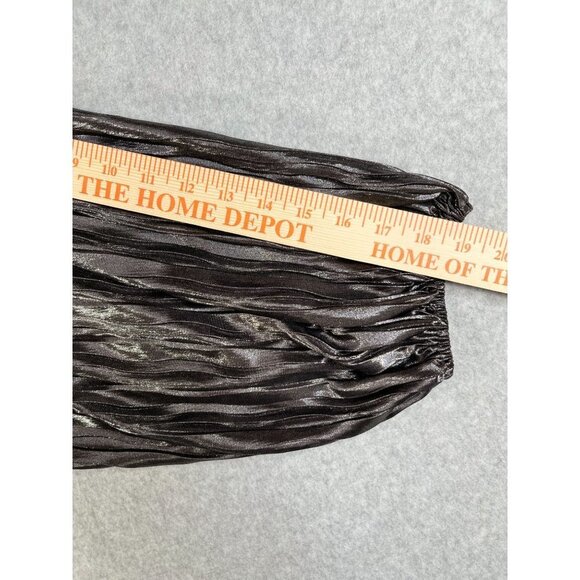 Laundry by Shelli Segal Metallic Crinkle Elastic Waist Blouse Lined Size Medium - Picture 11 of 13